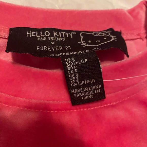 Hello kitty forever21 pink velour crop top. NWT. Size small. - Picture 3 of 4
